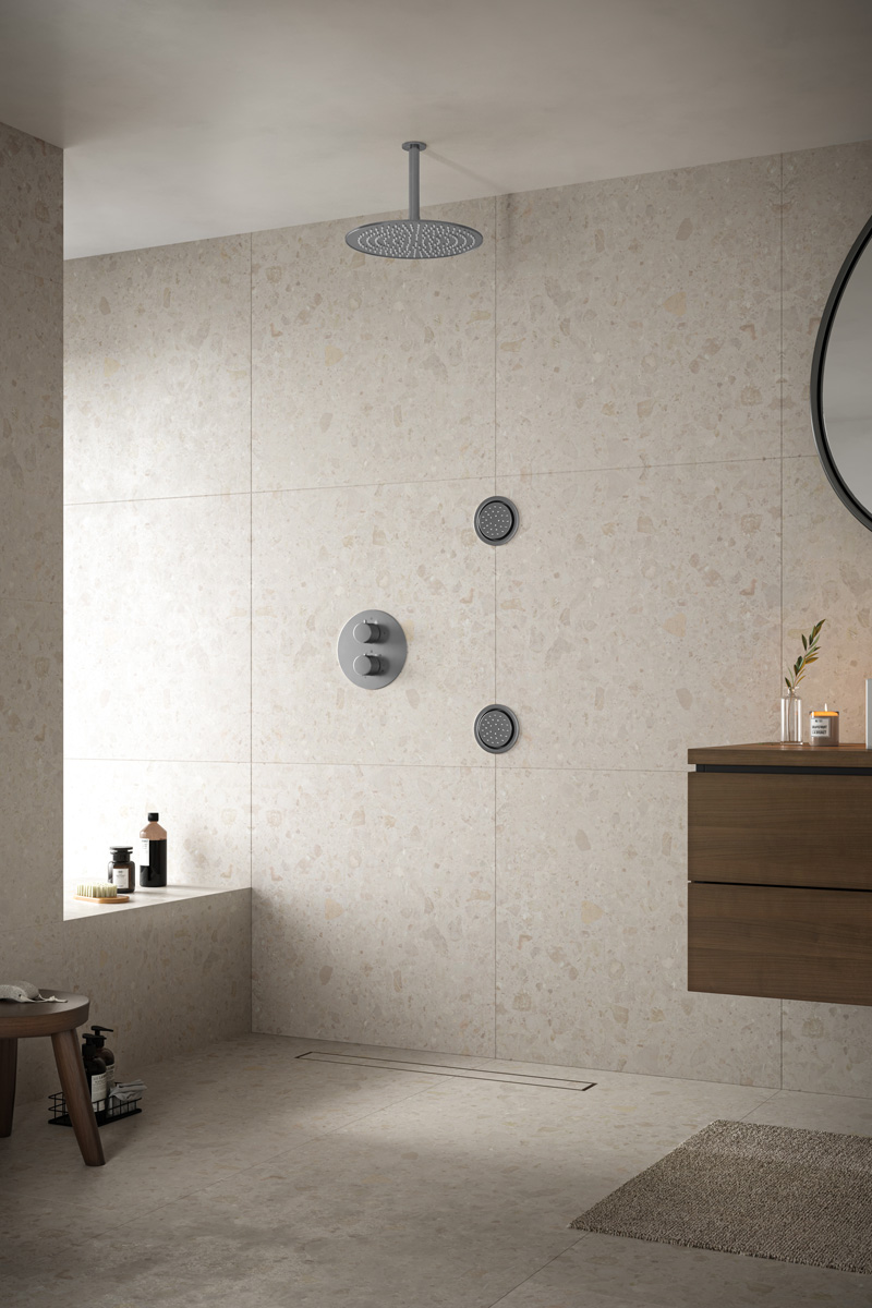 Saniclear Exclusive inbouwregendouche 30cm met ronde massagejets en plafondarm RVS