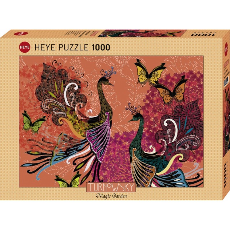 Puzzle 1000 pièces - Peacocks and butterflies