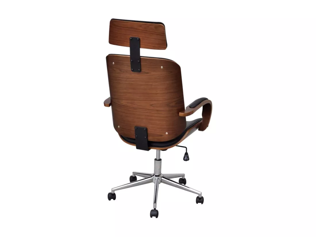Chaise de bureau avec appuie-tête Bois cintré Similicuir