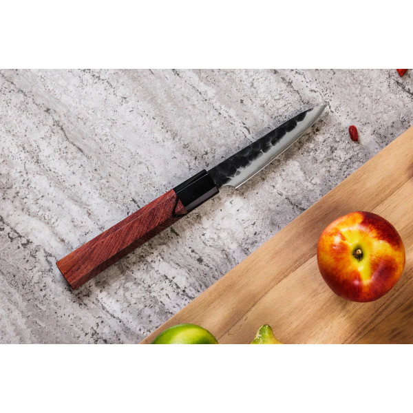 Couteau Sayuto Sequoia San Mai modèle office 9cm brute de forge Sayuto
