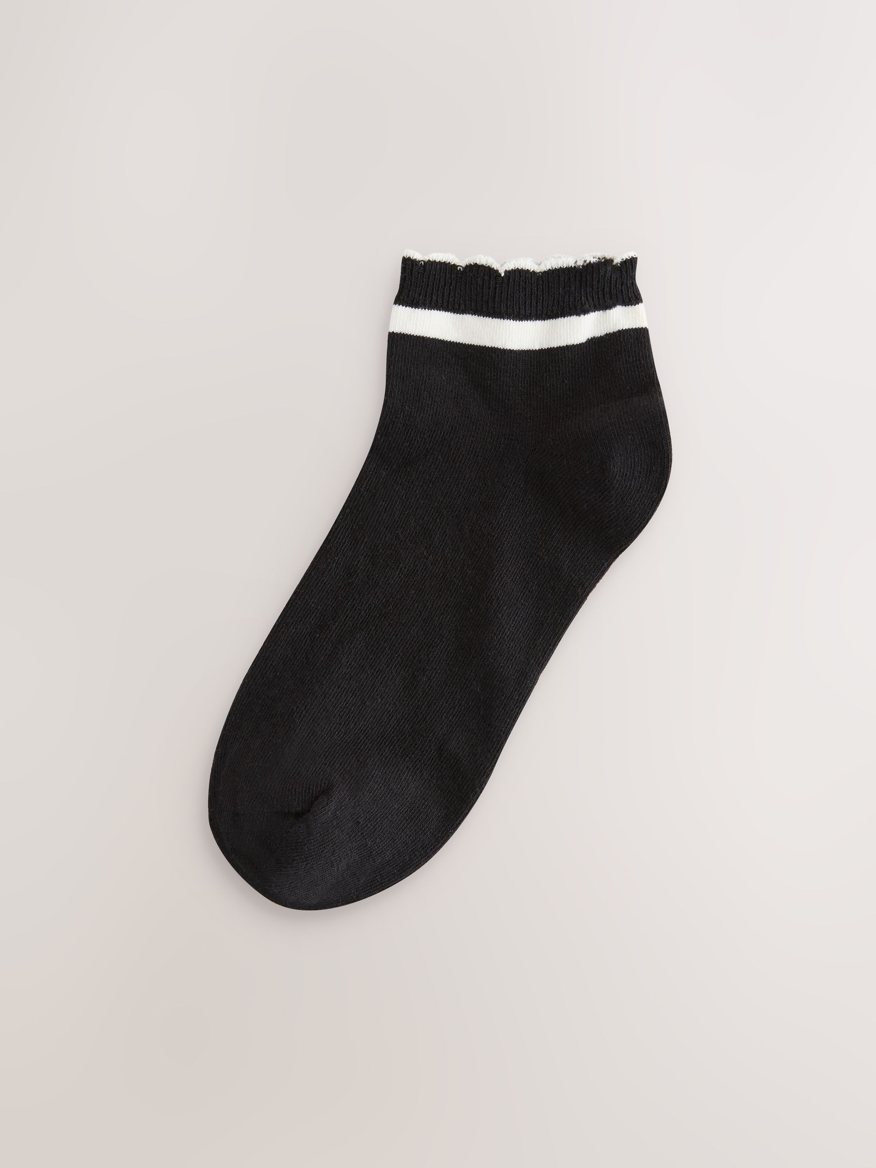 Crème/zwart geschulpte rand - 4 Paar sneakersokken