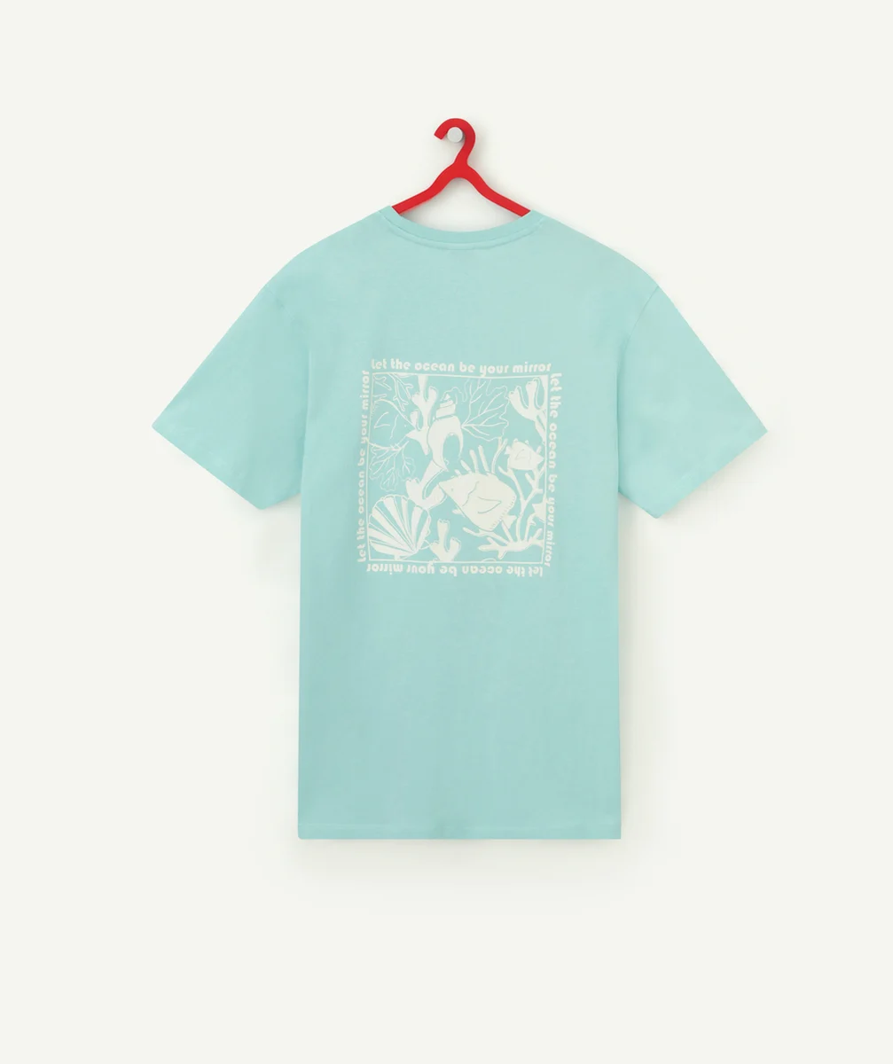 T-SHIRT HOMME EN COTON BIO VERT MENTHE AVEC COQUILLAGE
