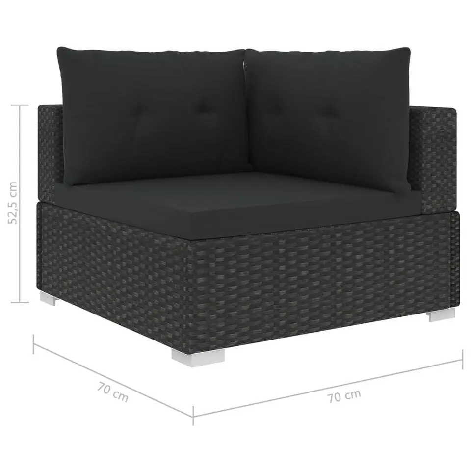 vidaXL - Loungeset - Zwart - Poly rattan - 6 stuks - Met kussens