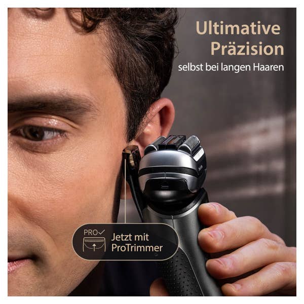 Braun Series 9 Pro+ Elektrorasierer, Reinigungsstation, Rasierer-Ladeetui (PowerCase), Wet & Dry, 9577cc, Silber