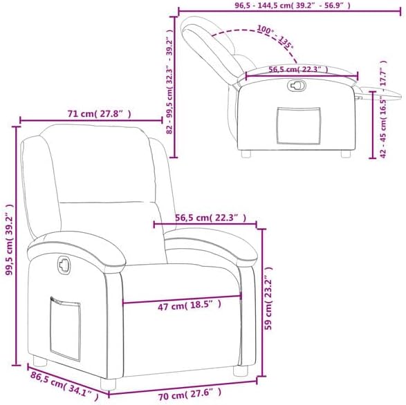 Liegesessel,Relaxsessel Kunstleder Schwarz Fernsehsessel mit Liegefunktion Schlafsessel,Relaxstuhl für Wohnzimmer Schlafzimmer Büro
