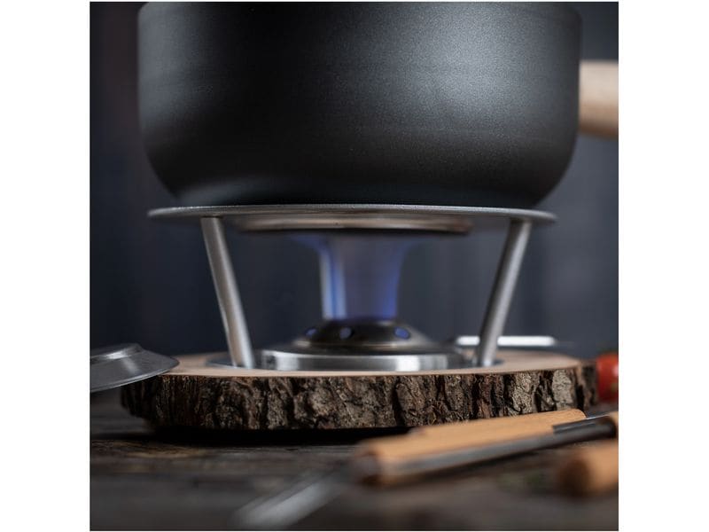Kuhn Rikon Käsefondue-Set Alpine 7 Teile, Braun/Silber Käsefondue-Set für 4-6 Personen