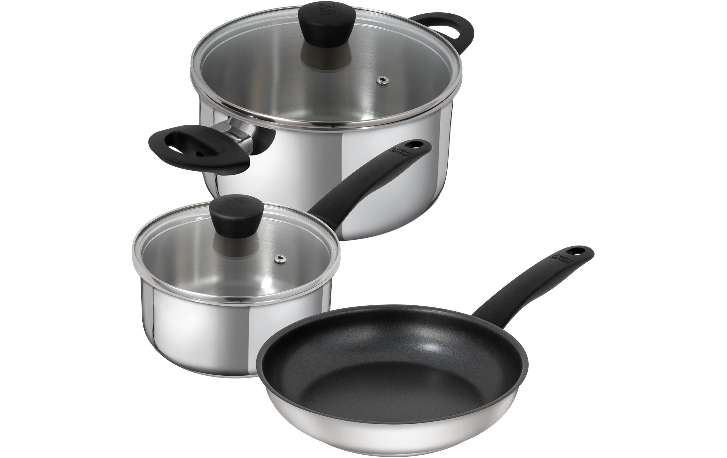 Kochgeschirr-Set Classic 3-teilig, Schwarz/Silber<br>Topf Set mit Pfanne