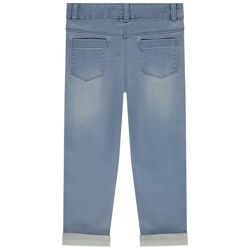 Jean slim broderies cœurs dorés pour bébé fille - Bleu