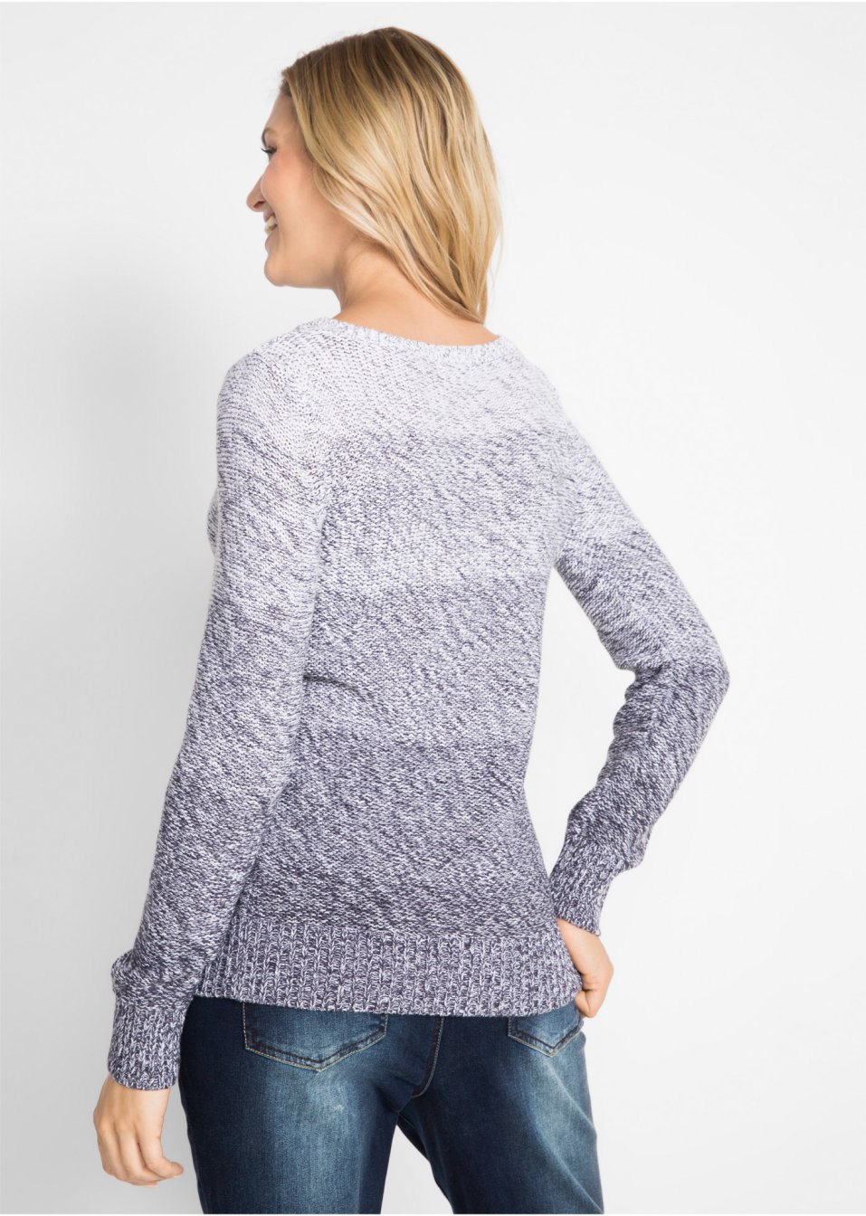 Pull col rond avec dégradé de couleur, manches longues