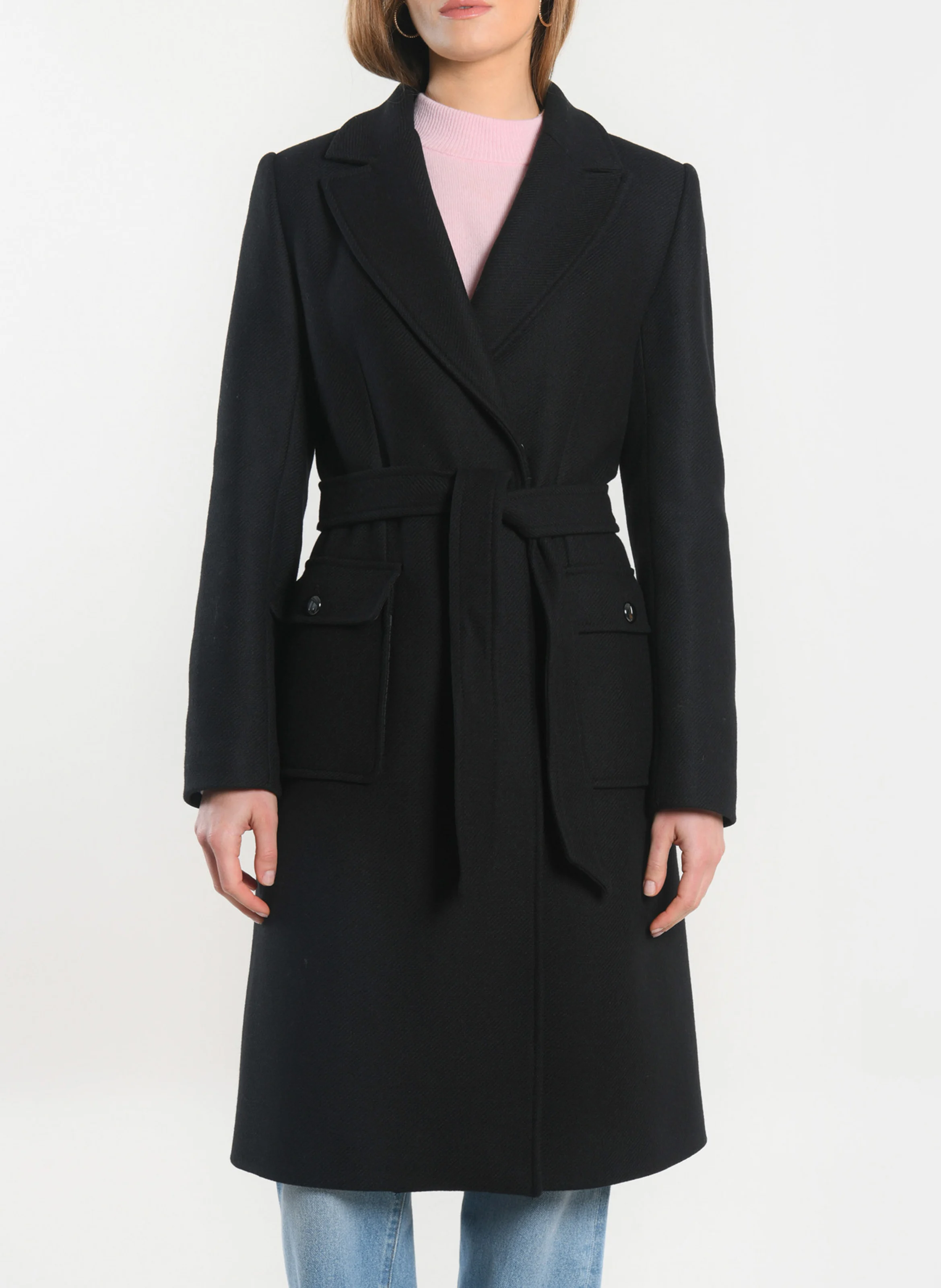 NAEL - Manteau droit en laine mélangée | Noir
