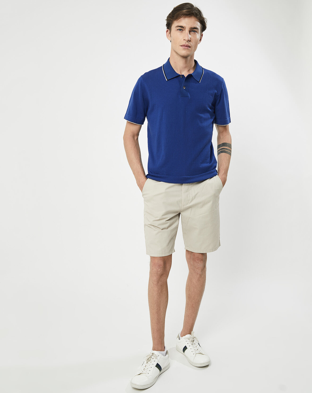 Hackett London Polo en maille Coton & Soie  bleu