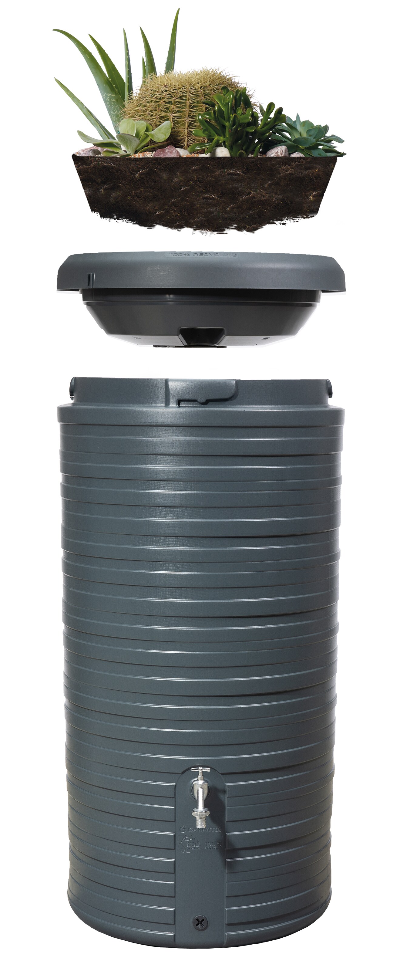 GARANTIA NORDIC 2in1 Regenspeicher 300 Liter, inkl. Pflanzschale - versch. Ausführungen