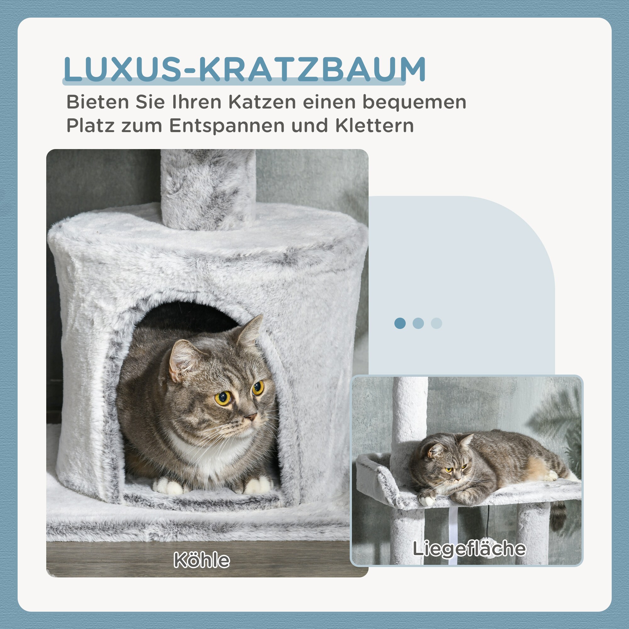 PawHut Kratzbaum mit Kratzflächen grau 60L x 40B x 255H cm