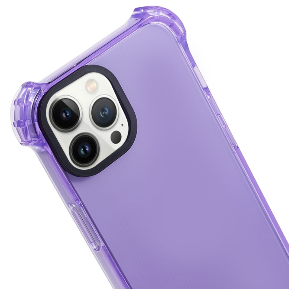 iPhone 14 Pro Max Gummi Case Hülle mit Air Cushion Fallschutz - Lila / Transparent