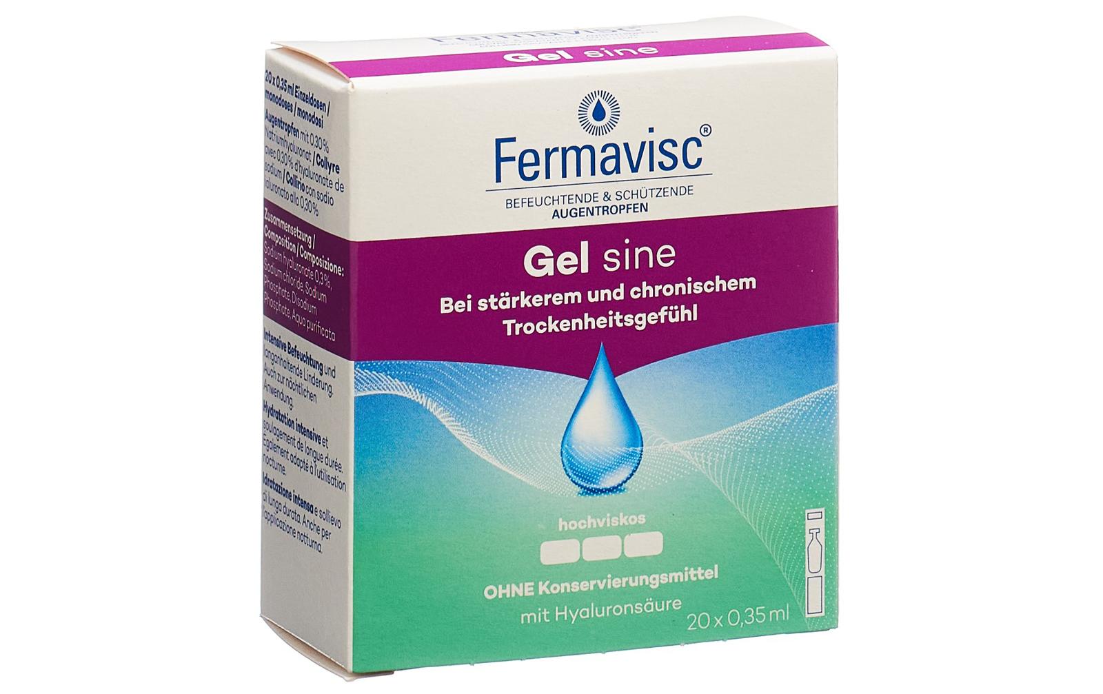 Augentropfen Fermavisc Gel sine 20 x 0.35 mlBefeuchtende Augentropfen, für Kontaktlinsenträger geeignet