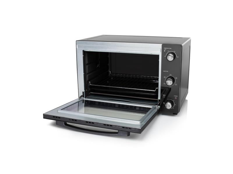 Princess Backofen Deluxe 45 l, Schwarz Kompakter Konvektionsbackofen mit Grill- und Auftaufunktion