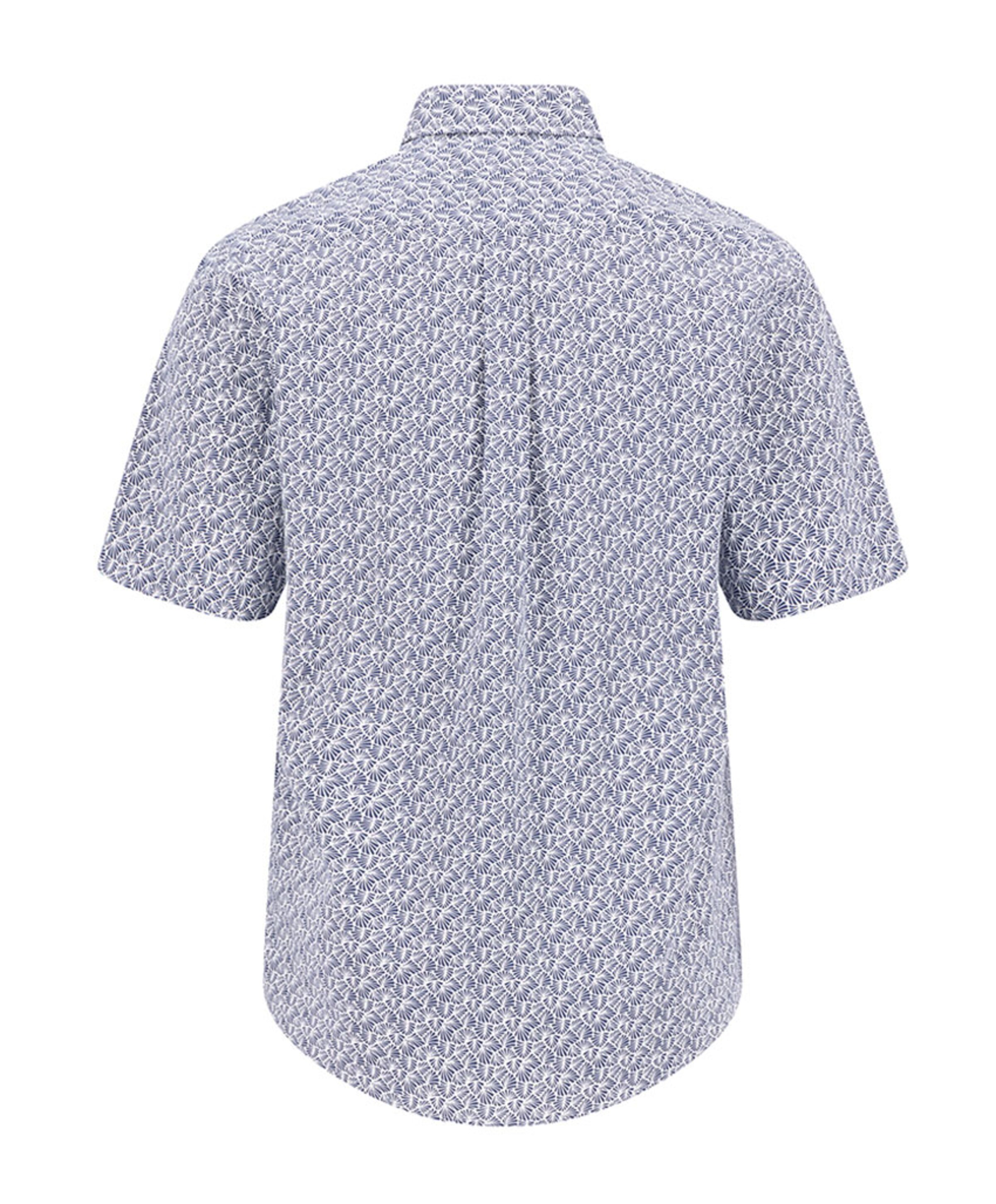 Fynch-Hatton Heren overhemd korte mouw blauw