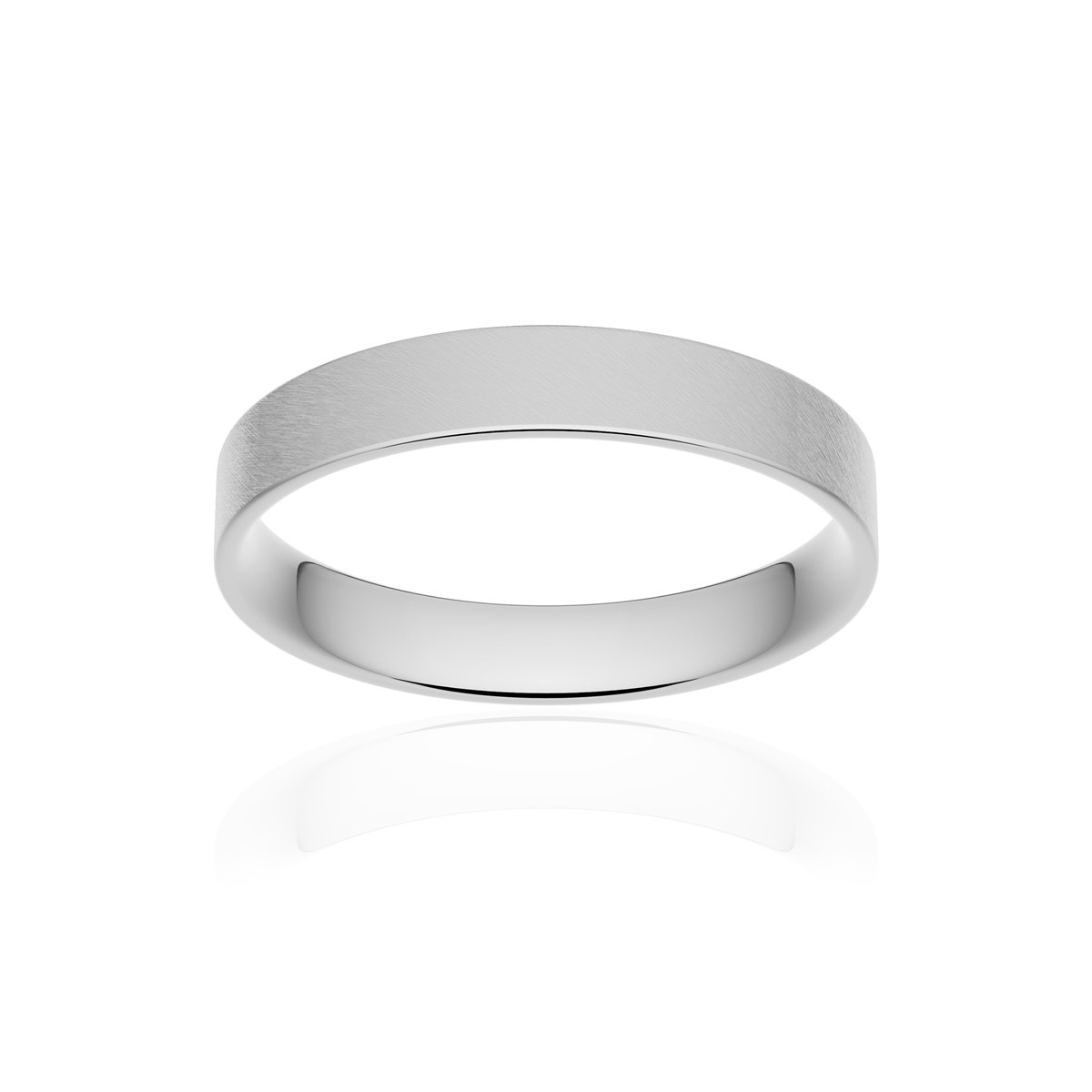 Alliance or 750 blanc givré ruban plat confort 3,5mm