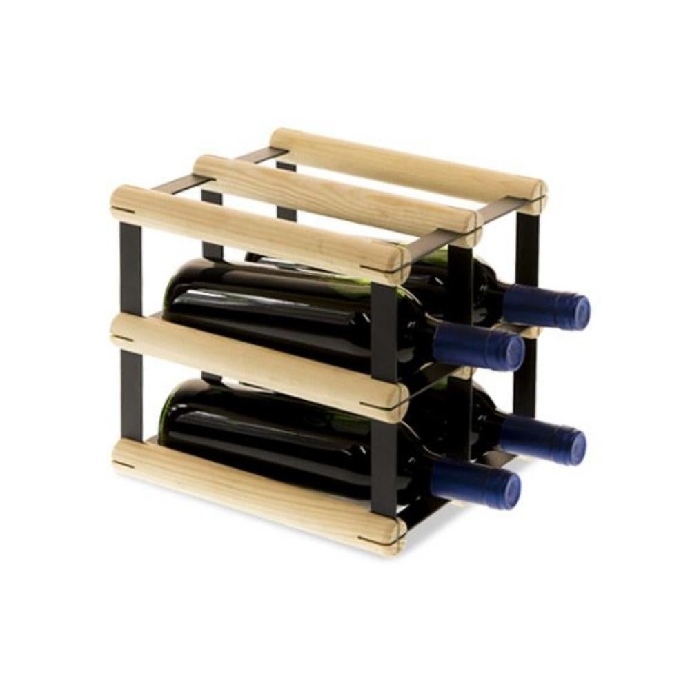 PROREGAL Modulair Wijnrek Vinotega Mod Metaal HxBxD 22,5 x 22,5 x 24,5 cm 2 x 2 Flessen Massief Dennenhout Natuurlijk