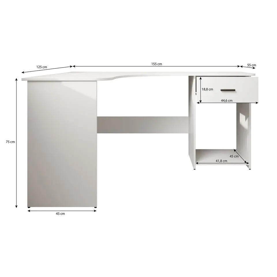 Meubella - Bureau Ciudad - Eiken - Zwart - 155 cm