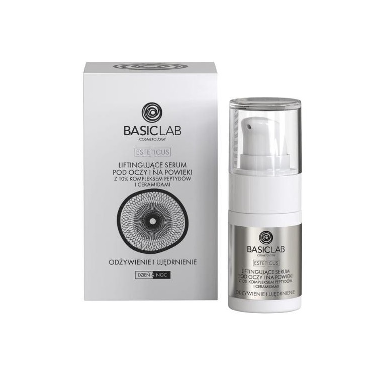 BasicLab Esteticus Liftend Oog- en Serum met 10% Peptiden Complex en Ceramiden voedend en verstevigend 15 ml