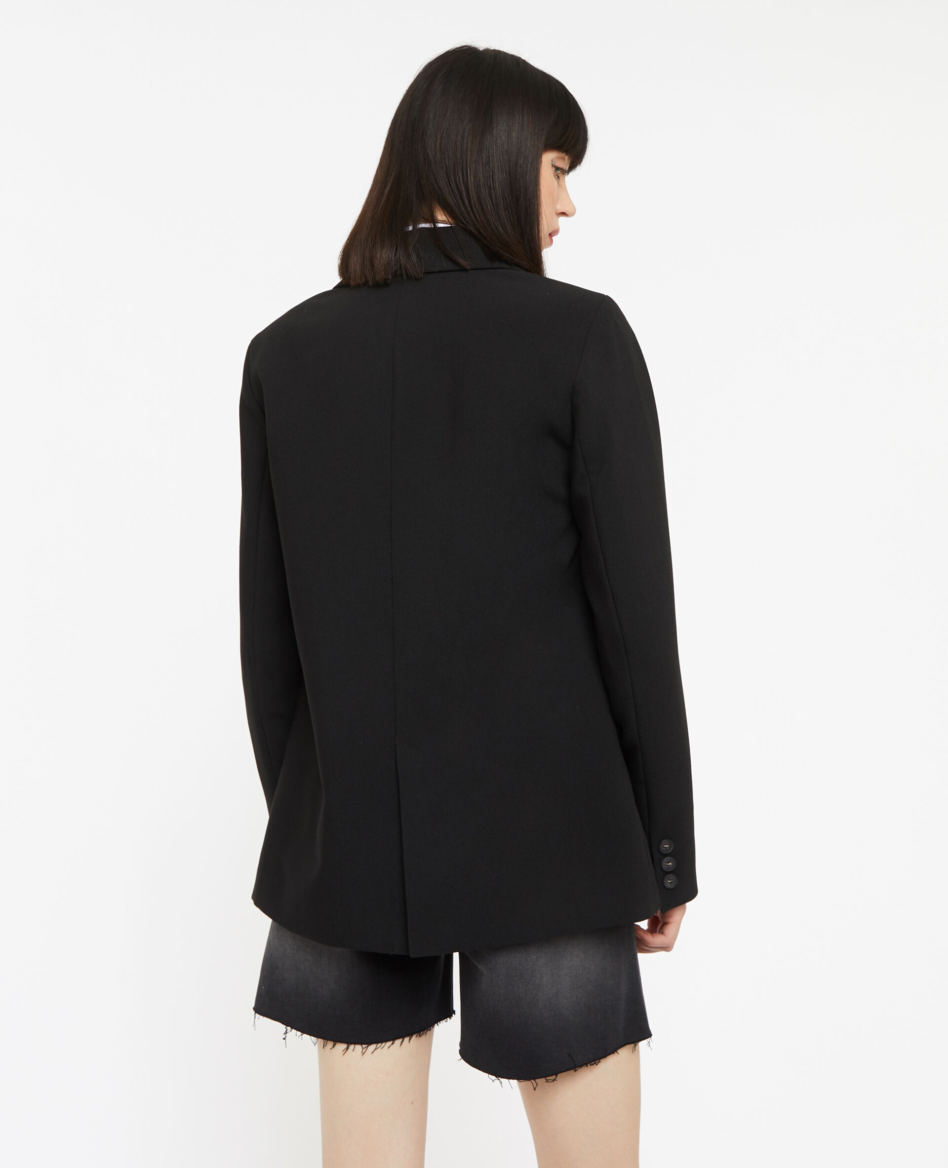 Veste blazer droite avec poches - Noir