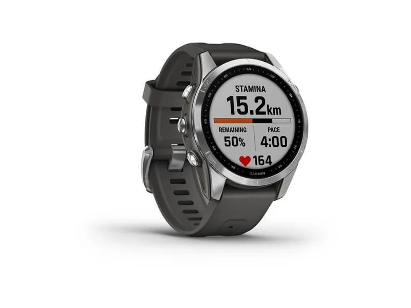 Garmin fenix 7S - 42 mm - sølv - sportsur med bånd - silikone - grafit - håndledsstørrelse: 108-182 mm - display 1.2