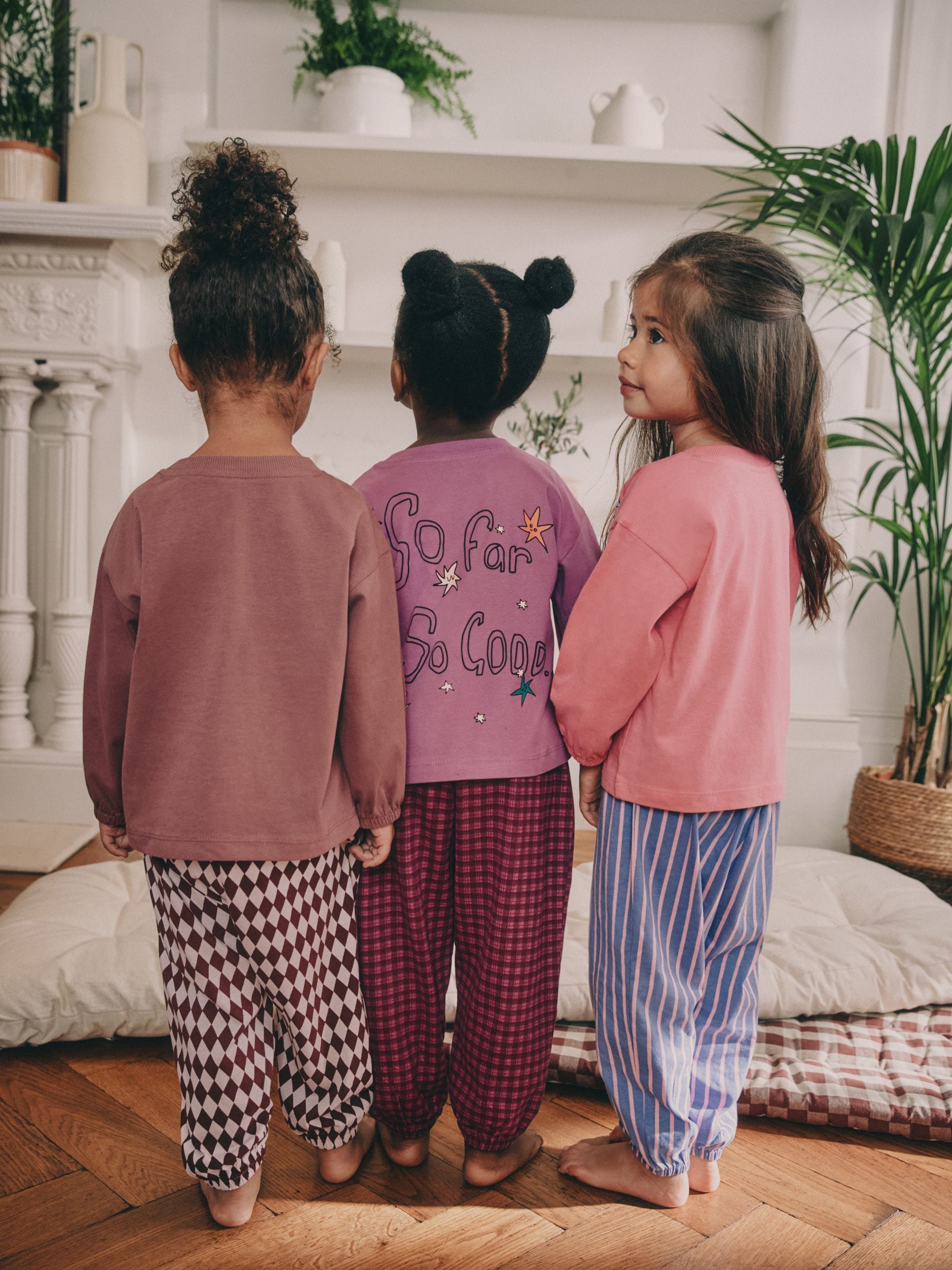 Pink/Purple Fun days Print - Joggingbroek pyjama's 3 stuks (9mnd-10jr)