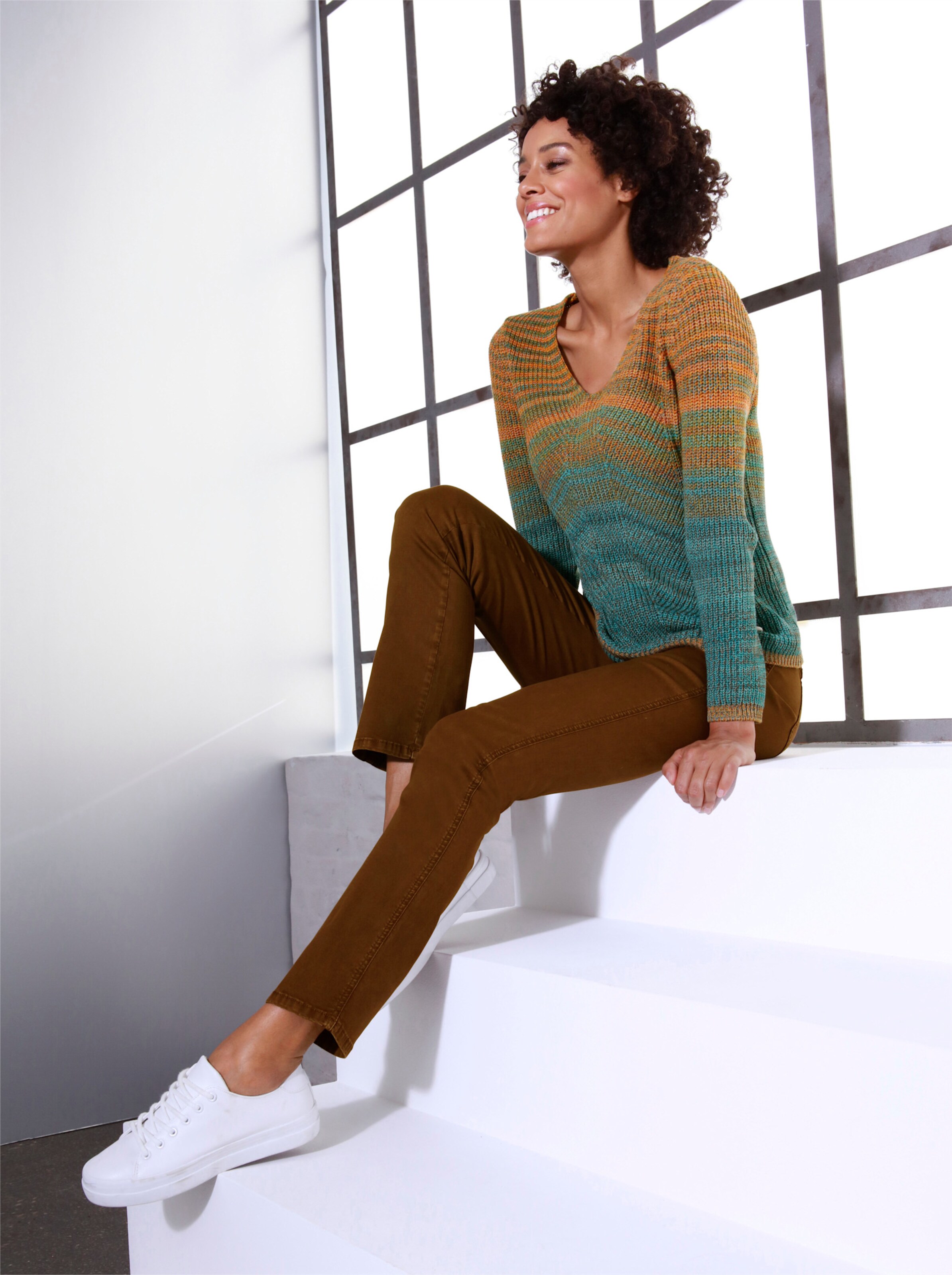 CREATION L PREMIUM Baumwoll-Lyocell-Jeans in braun
