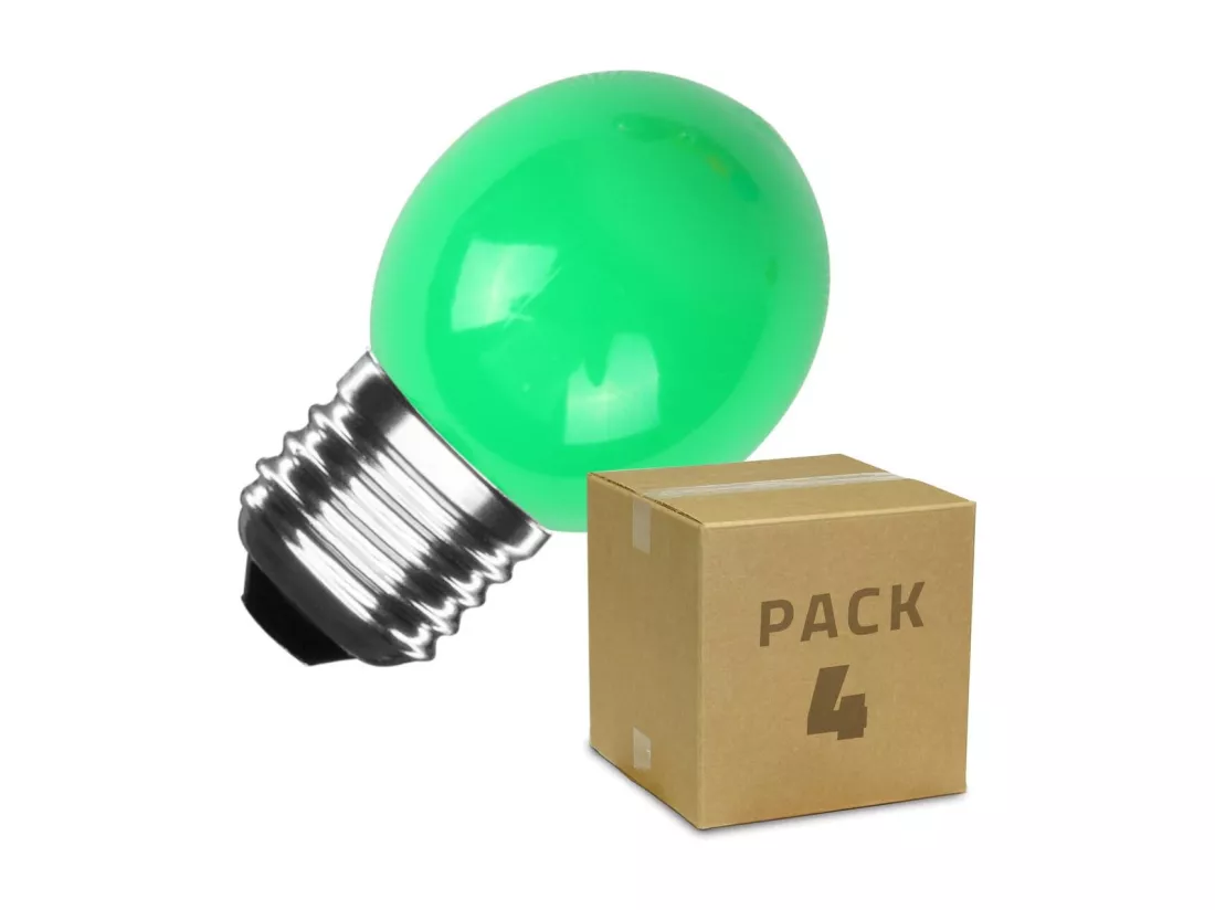 Pack 4 Ampoules LED E27 3W 300 lm G45 Verte Vert