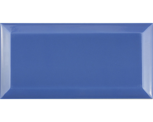 Metrotegel met afgeschuinde rand, blauw Azul glanzend, 10 x 20 cm