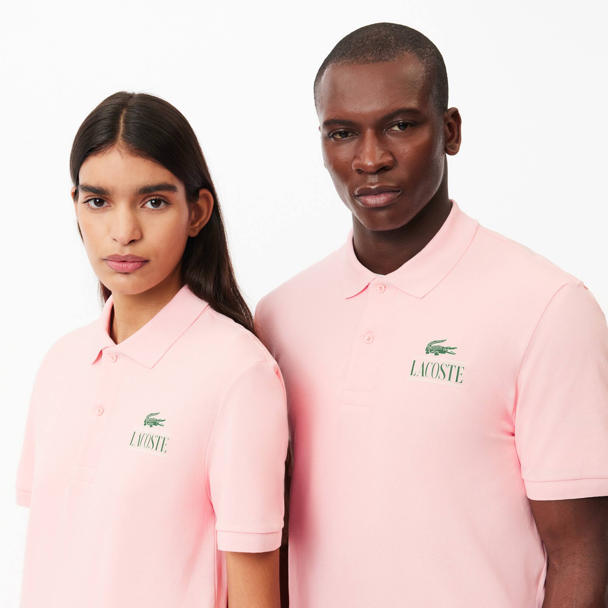 Polohemd mit LACOSTE-Signatur-Aufdruck Kurze Ärmel - Rosa - Lacoste - Unisex