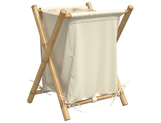 VIDAXL - Panier à linge blanc crème 45x55x63,5 cm bambou