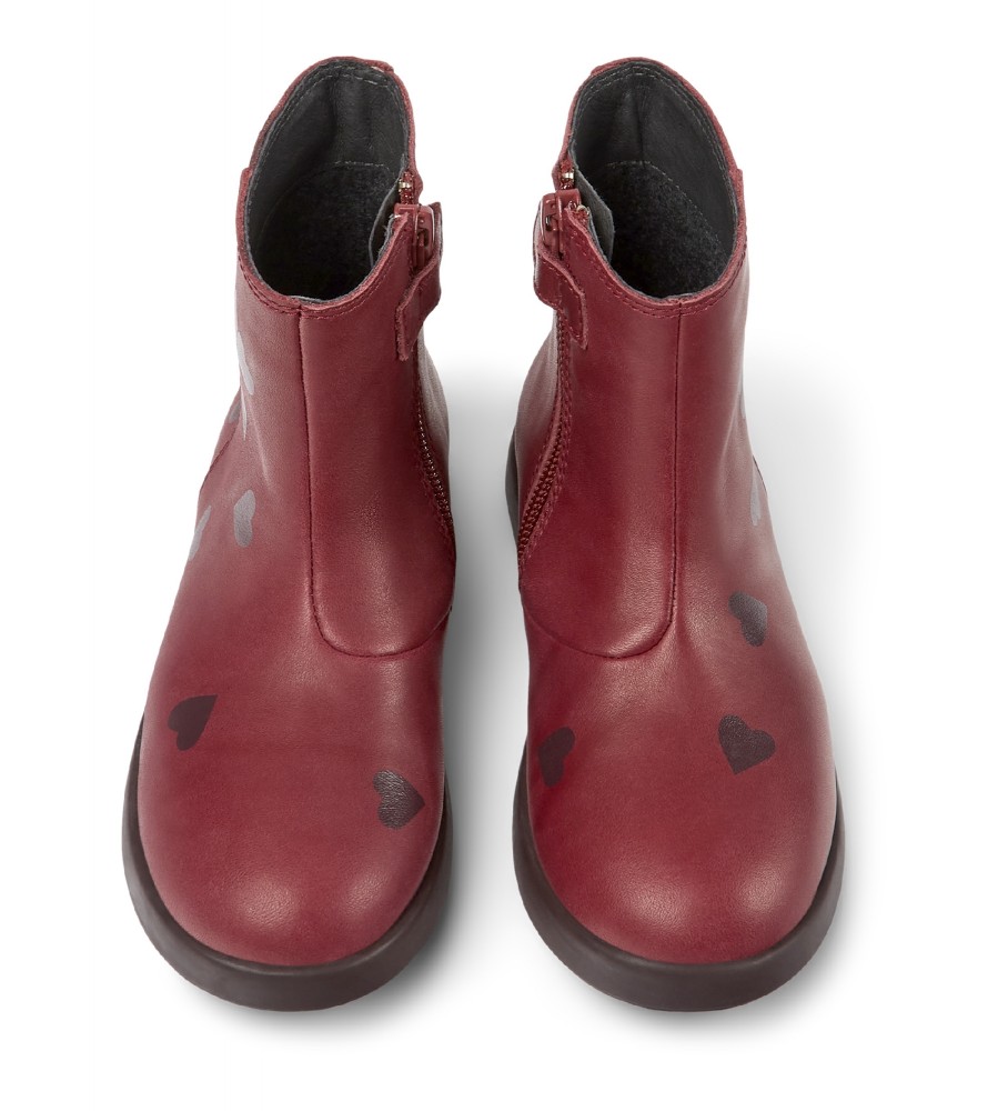 Botas de cano curto Camper Duet Twins em couro, cor bordô
