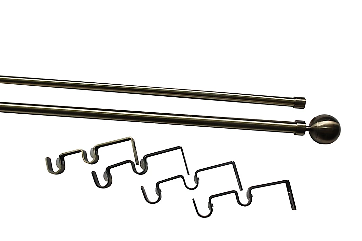 Kit de tringle à rideau double extensible embout boule Antiki GoodHome 200/330 cm, Ø19mm doré