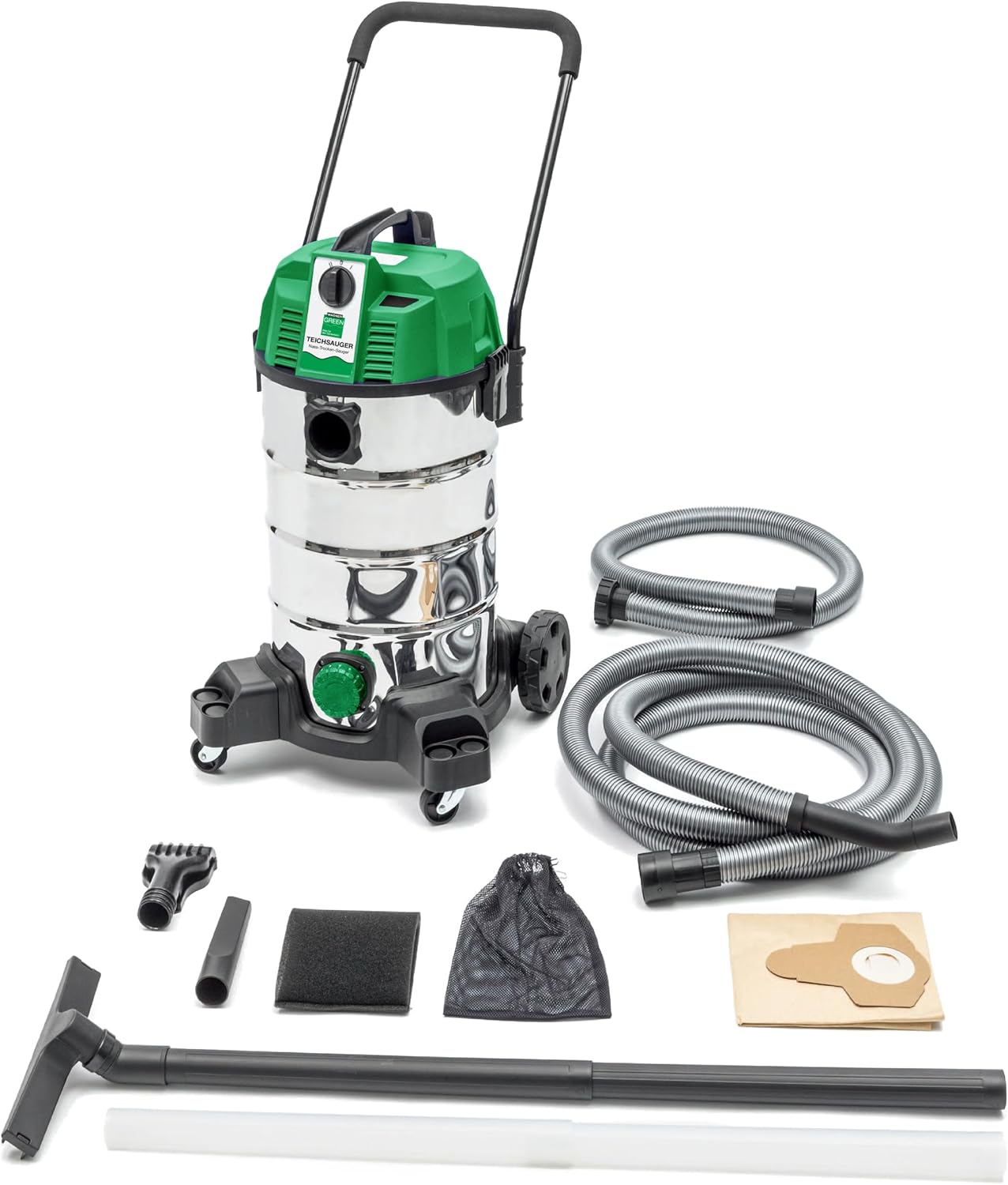 Wagner Green Teichsauger 35 Liter VA | komplett Teichschlammsauger für die Reinigung für Gartenteich Schwimmteich Fischteich Pool und Haus