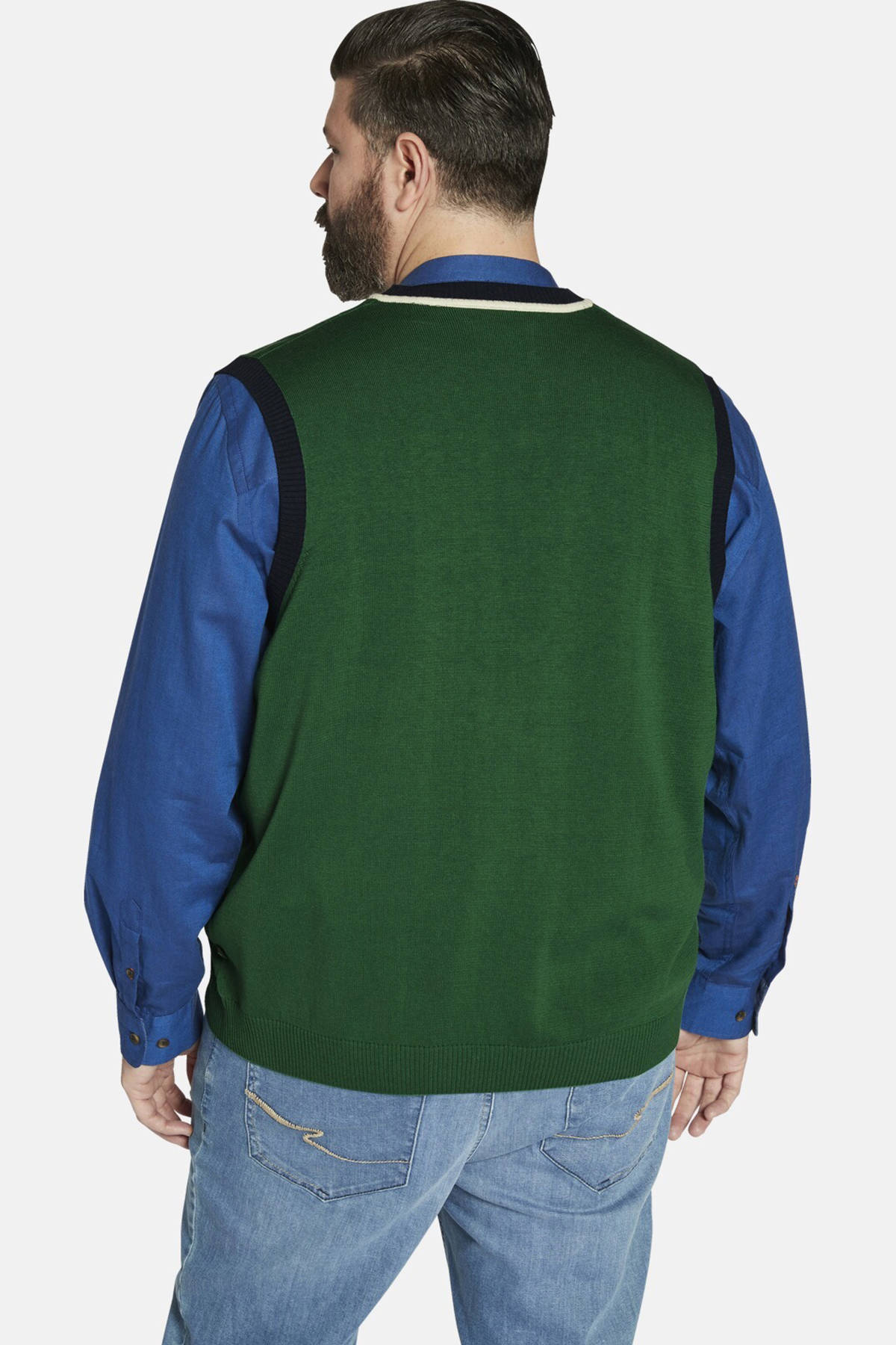 Charles Colby +FIT Collectie gilet DUKE THALEN  Plus Size donkergroen