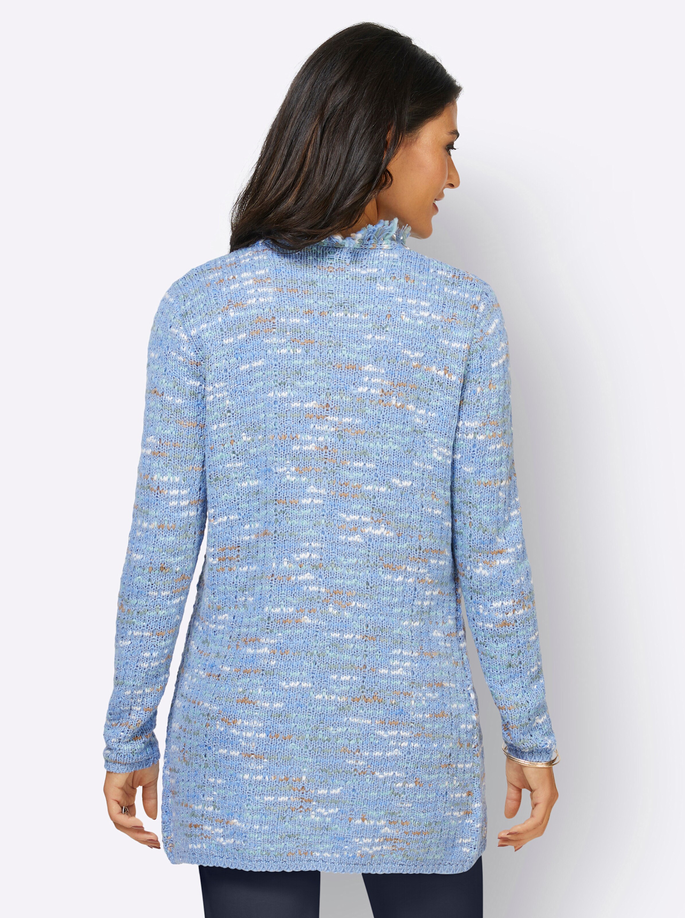 Strickjacke in himmelblau-ecru-meliert