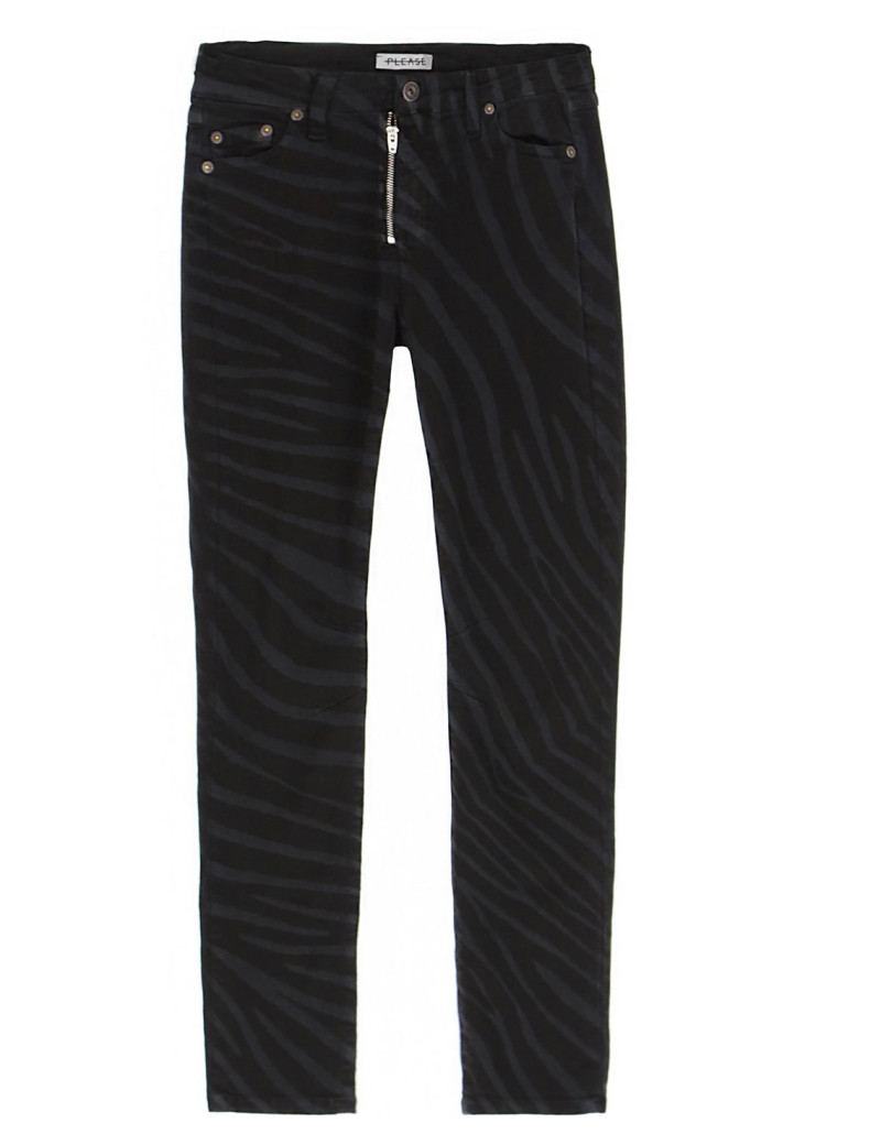 PLEASE PANTALON SKINNY ZIP ZÉBRÉ