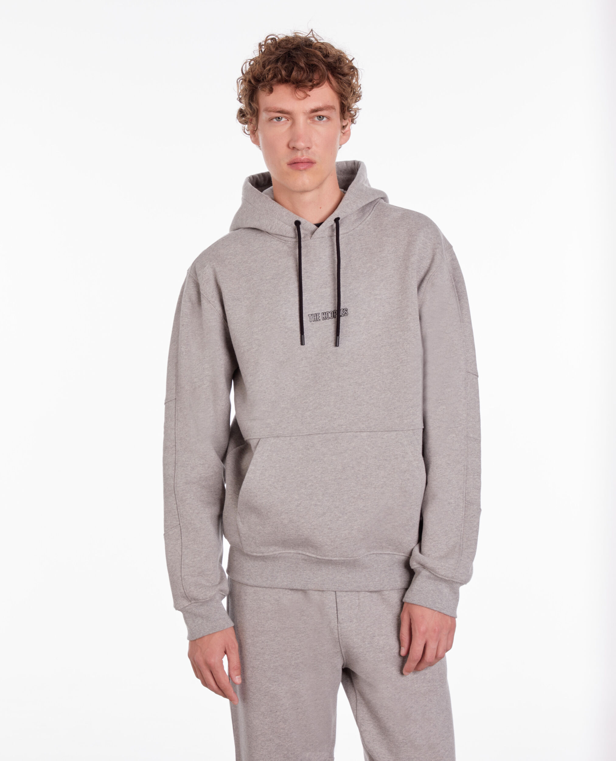 Sweatshirt biker gris à capuche