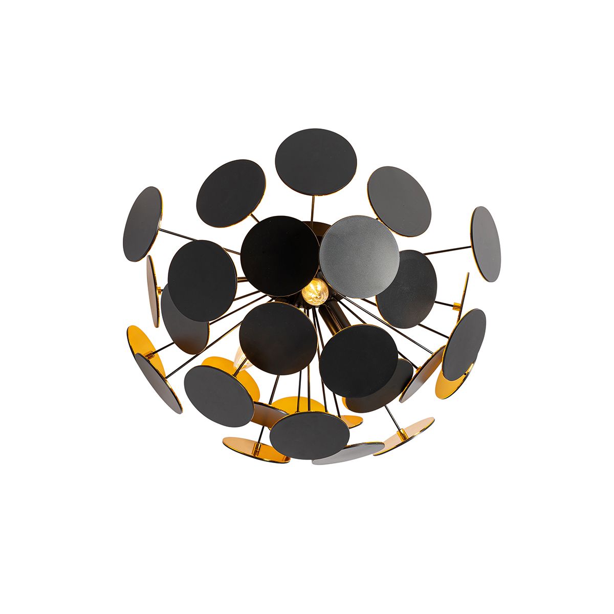 Design plafondlamp zwart met goud 54cm 3-lichts - Cerchio