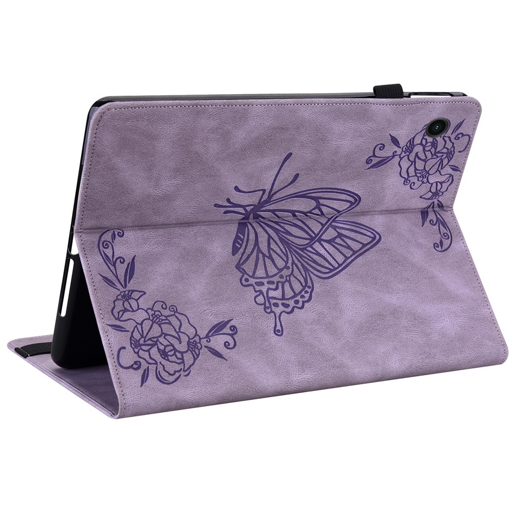 Samsung Galaxy Tab A11  Plus / A9  Plus Leder Tasche Flip Cover Schmetterling Imprint - Lila