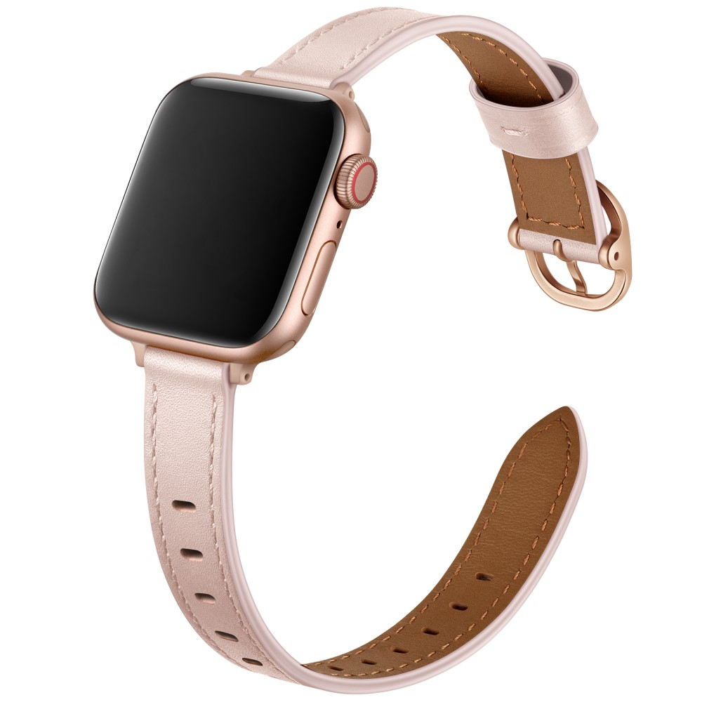 Apple Watch (42/41/40/38 mm) Ersatz Echtleder Armband Slim (Gelenkumfang: 170-220mm) - Rosa / Roségold