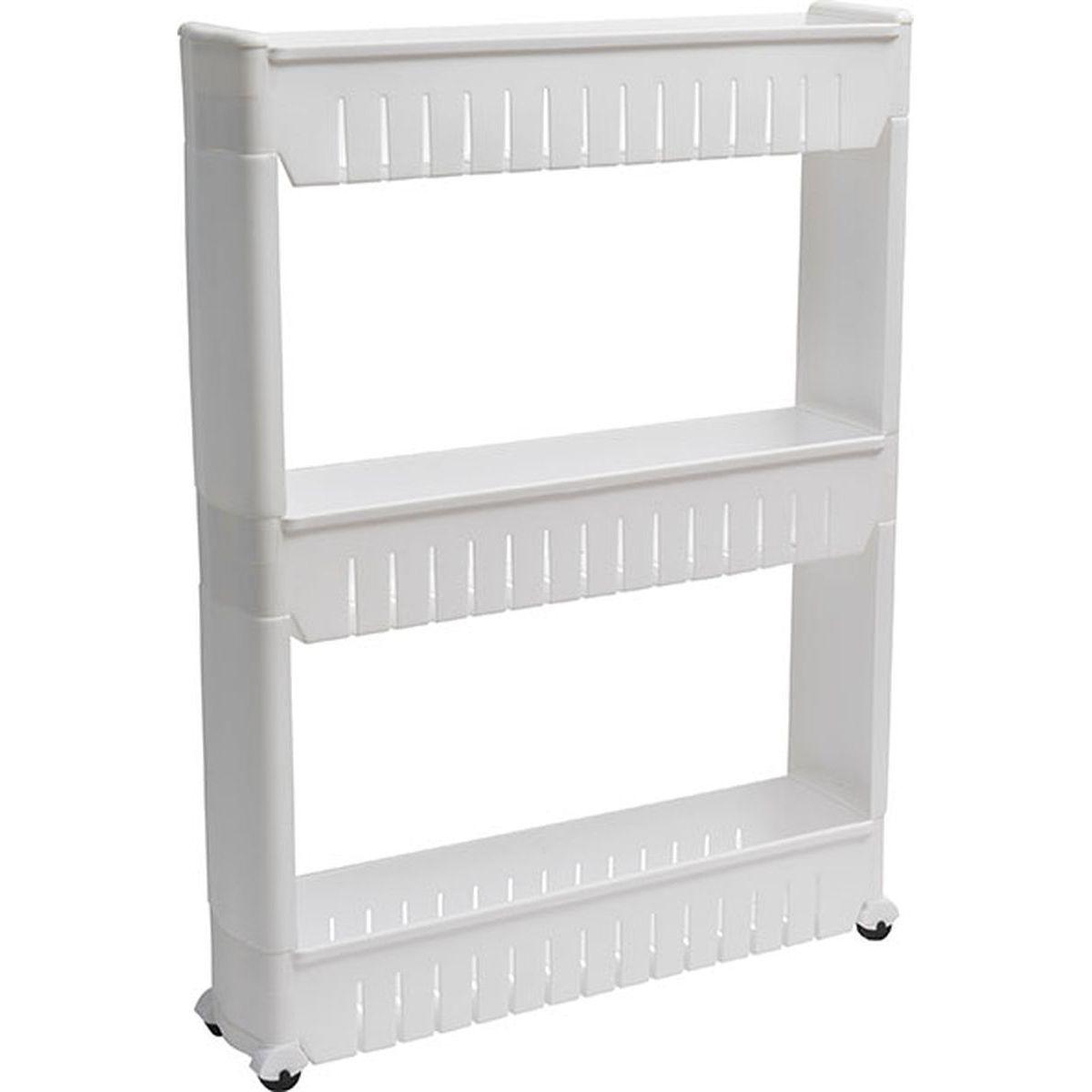 MEUBLE DE RANGEMENT 3 NIVEAUX SUR ROULETTES BLANC