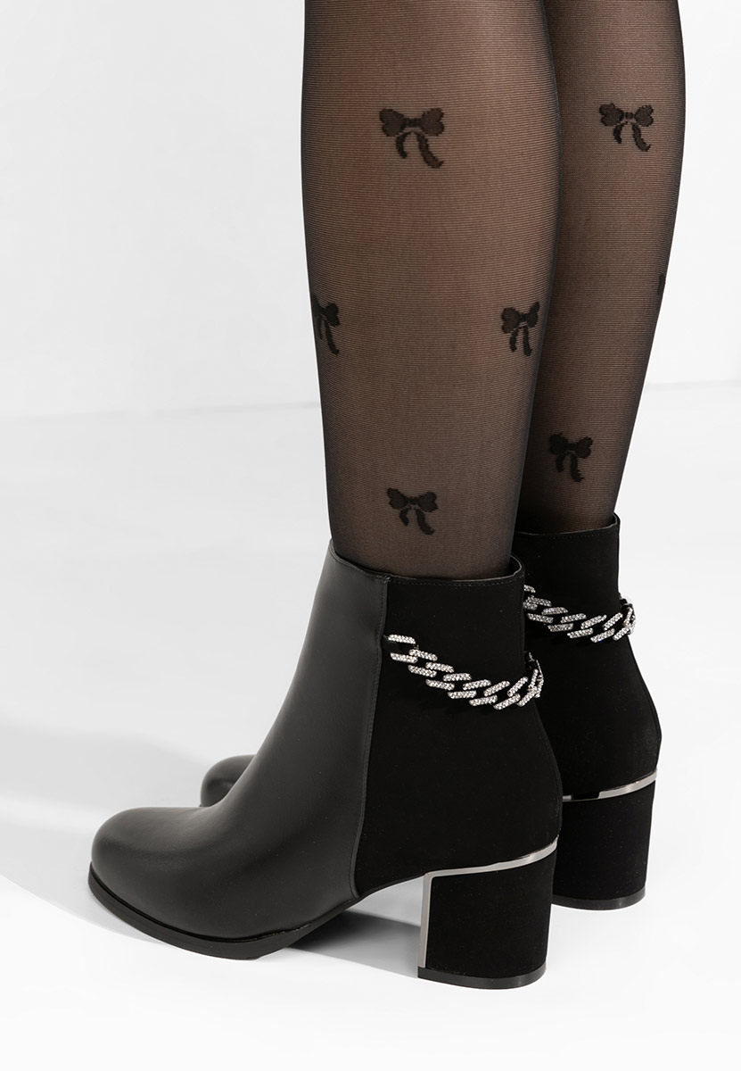 Bottines à gros talon noires Akilah