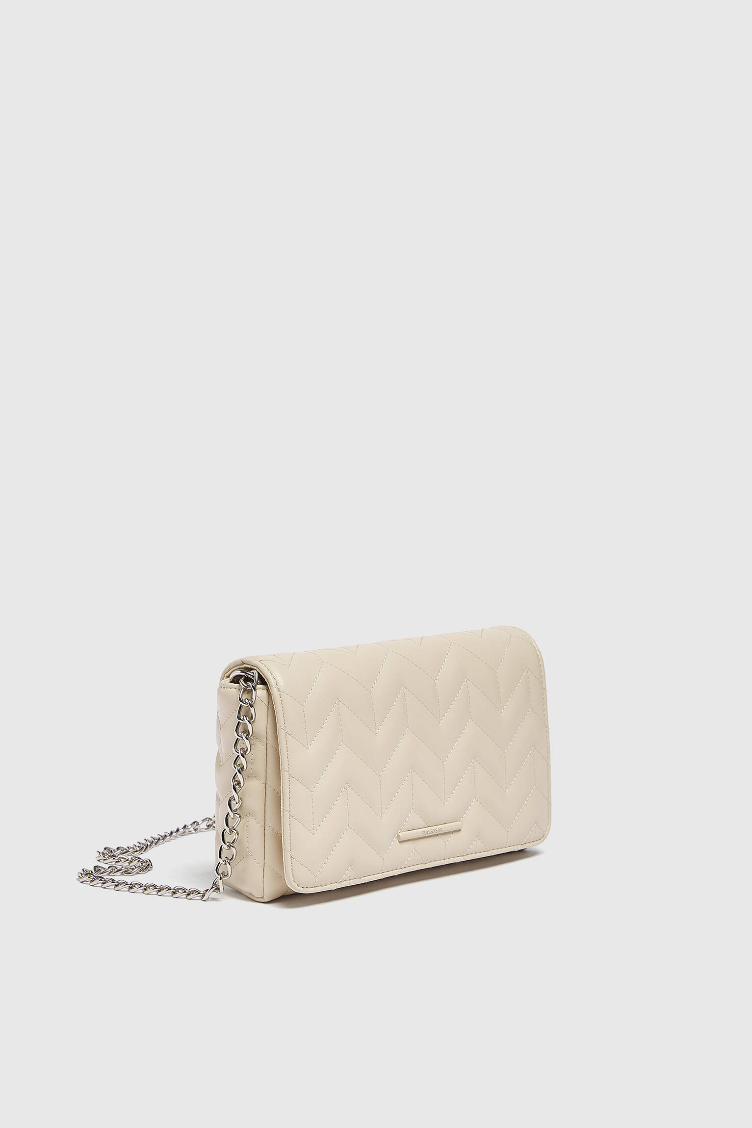 Bolsa de ombro acolchoada com aba - Natural