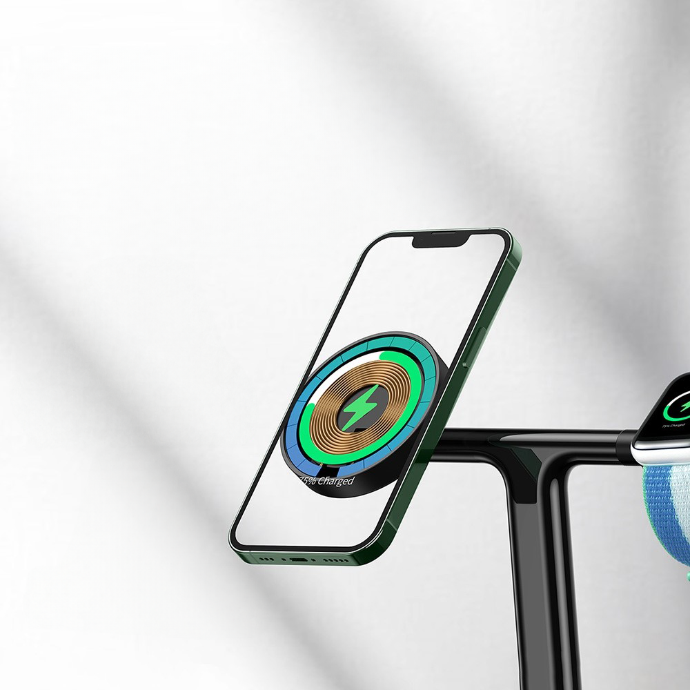 (20W) 3in1 USB C Wireless Charger Magnetisches Ladegerät für Apple iPhone / Apple Airpods / Apple Watch - Schwarz