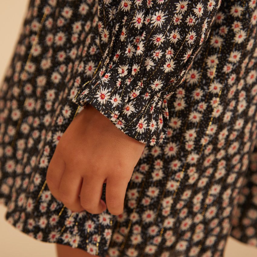 Robe manches longues imprimé fleuri pour bébé fille - Noir