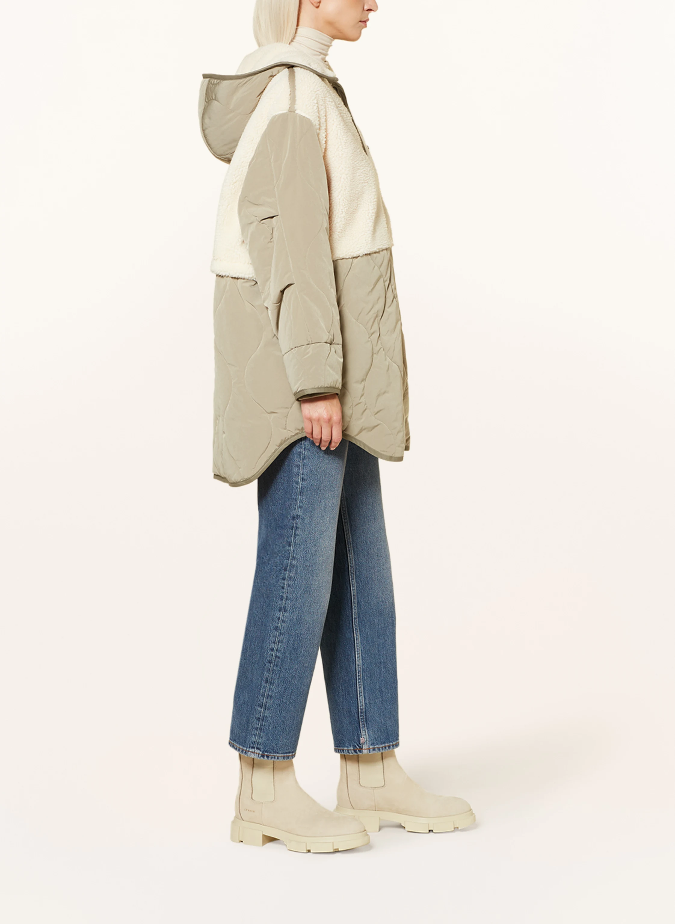 BLONDE No.8 Steppjacke mit abnehmbarer Kapuze und Teddyfell