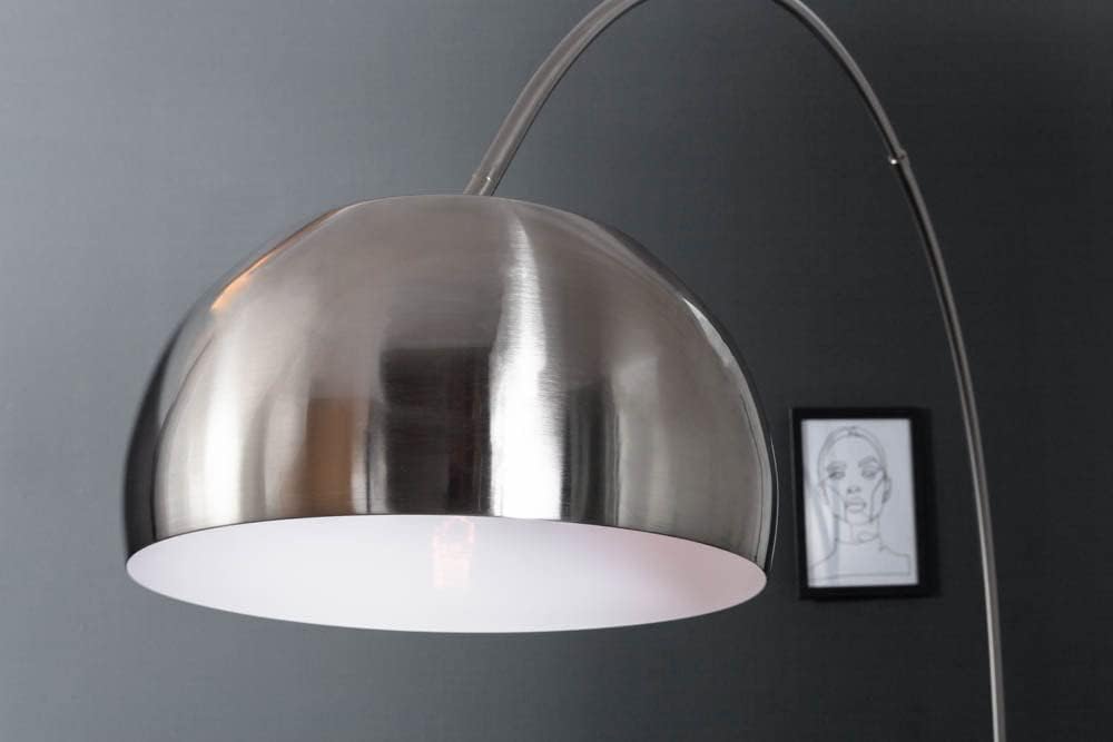 Stylische Bogenleuchte LOUNGE DEAL chrom gebürstet Marmorfuß 170 cm E27 60 W ausziehbar Wohnzimmerleuchte Stehleuchte Stehlampe Wohnzimmer